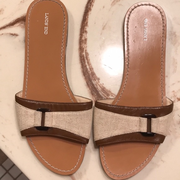 Lands' End Shoes Lands End Sandals Wleather Tweed Detail Poshmark
